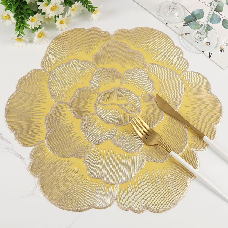 Nivozu Gold Round Placemats for Dining Table Wayfair Canada